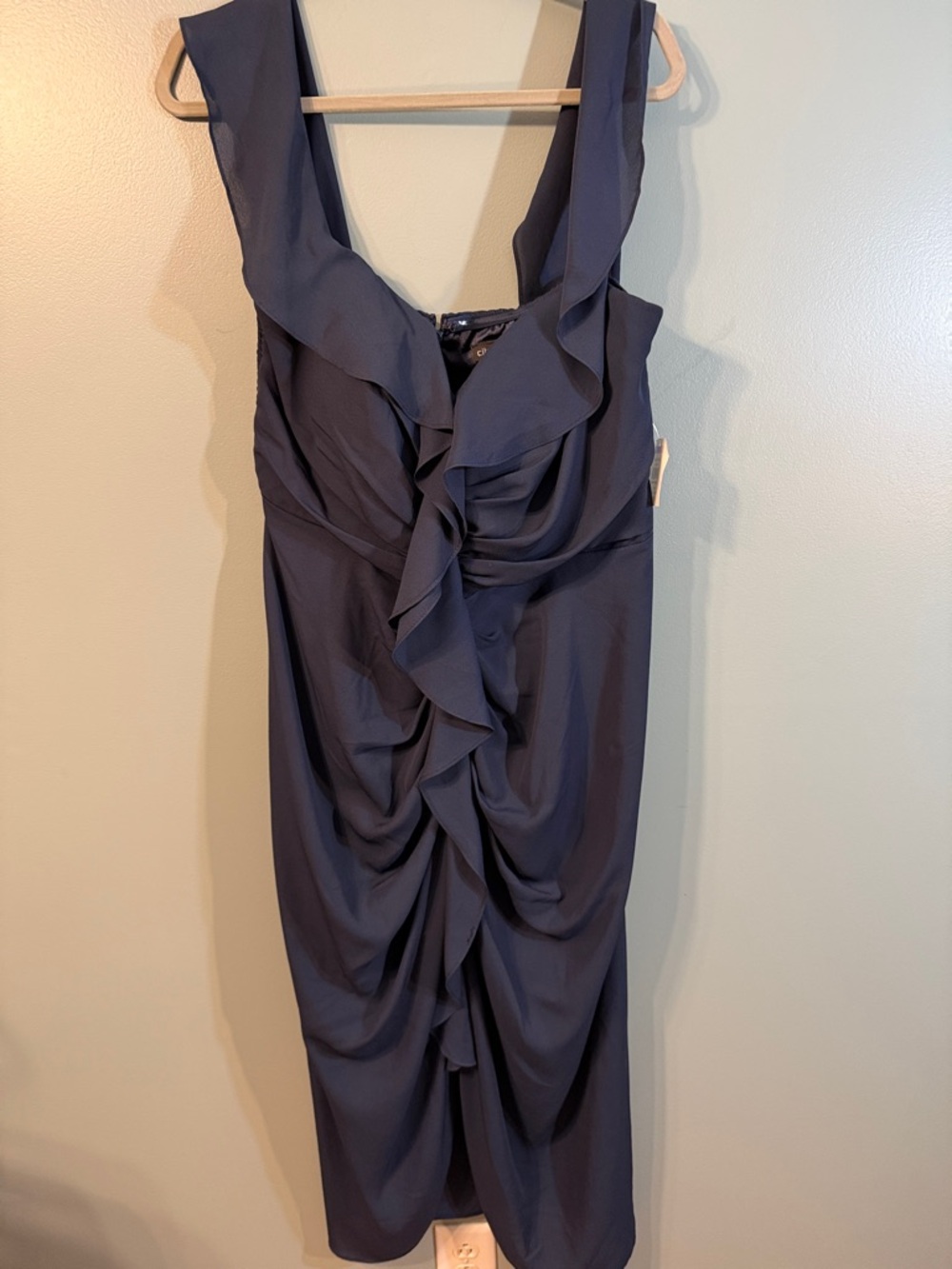 City Chic Navy Ruffled Midi Dress